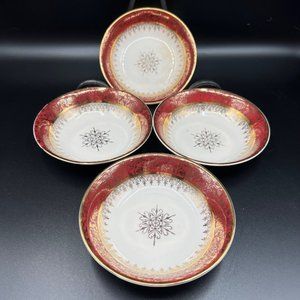 British Empire Ware Treasure O'Gold Fruit Dessert Sauce Bowl 22K Gilt Set of 4